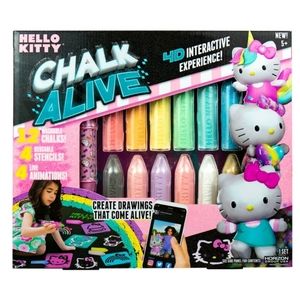 Hello Kitty Chalk 4D Interactive Art, 4 Stencils,12 Washable Sidewalk Chalks NIB
